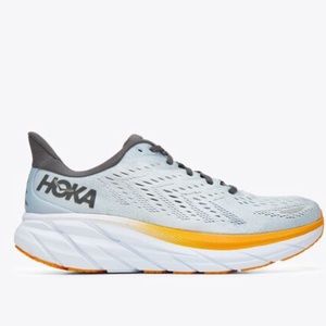 Hoka Light Blue and Orange Athletic Shoes